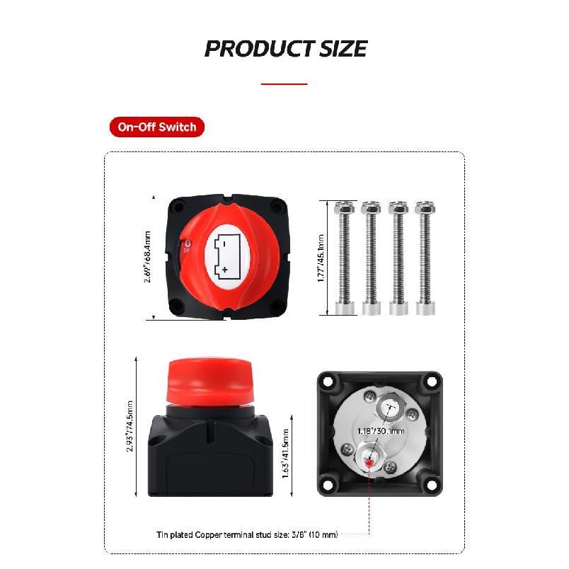 275A On Off Battery Disconnect Switch Master DC 12-48V Waterproof Battery Cut Off Switch for Car Vehicle RV Yacht and Boat