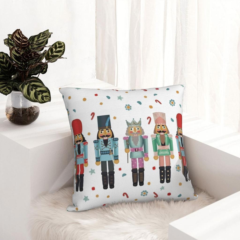 Nutcracker Party Merry Christmas Pillowcase Printed Fabric Cushion Cover Gift Pillow Case Cover Living Room Zipper 18''
