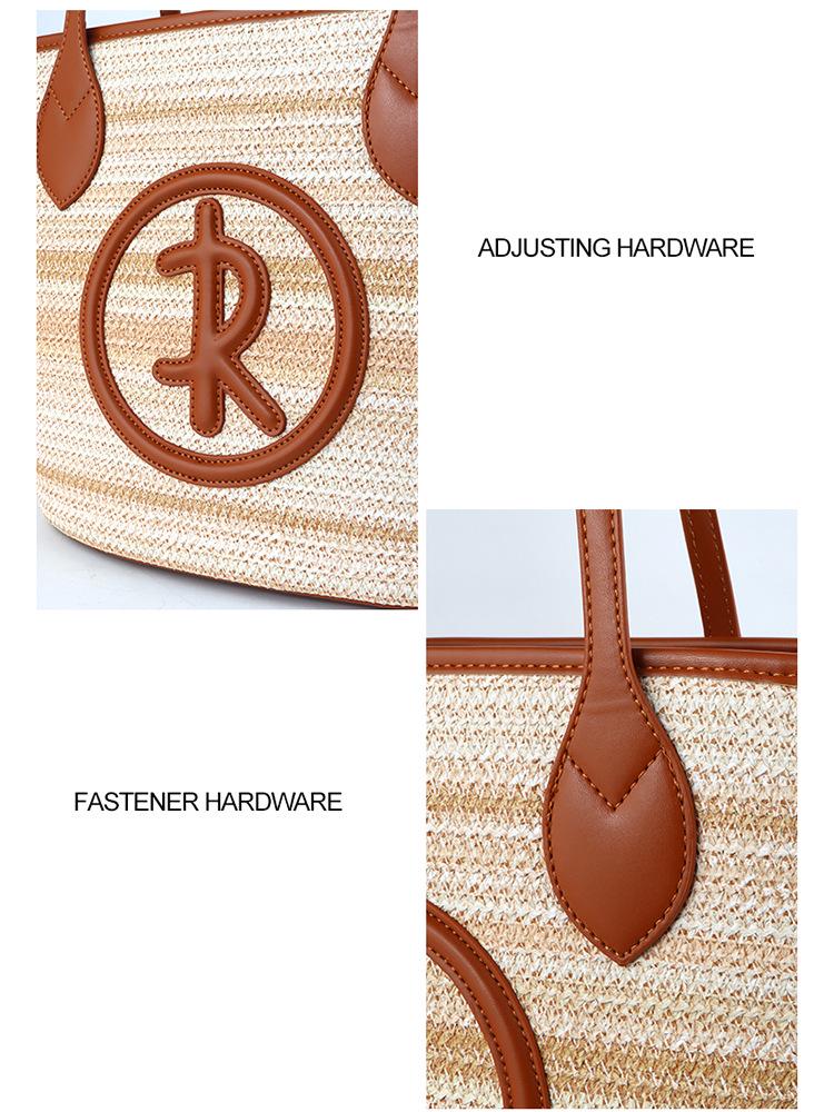 Korean Style Women's Straw Tote Bag - Large Capacity Woven Shoulder Bag for Beach or Commuting