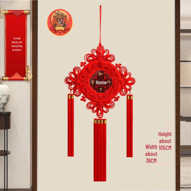 Large Chinese Knot Pendant - Fu Character Ornament for Living Room, Foyer & Entrance, New Year Decoration