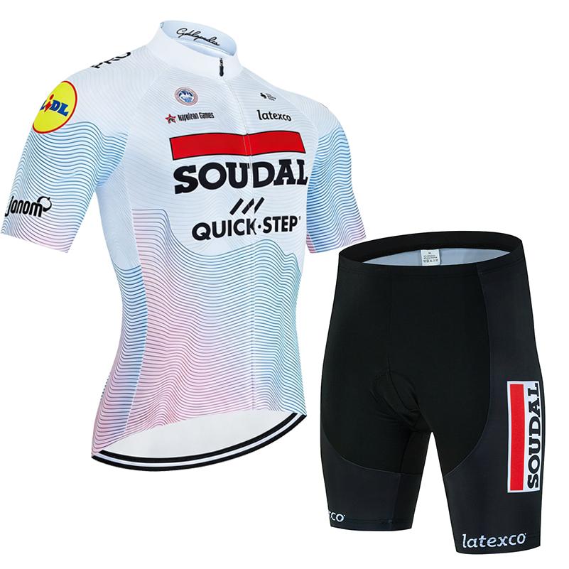 Soudal Quick Step 2026 Cycling Jersey Set Short Sleeve Bicycle Clothing Men MTB Maillot Ciclismo Bike Racing Bib Shorts Set