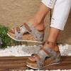 Large Size Thick-soled Wedge Heel with Slippers, Summer New Buckle with Light Foam Bottom Beach Open-toed Women's Shoes