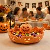 Party Food Display Tray Halloween Pumpkin Tray, Bat Relief Candy Holder, 3D Printed Holiday Gift for Desktop Storage Bowl, Spooky Tabletop Ornament