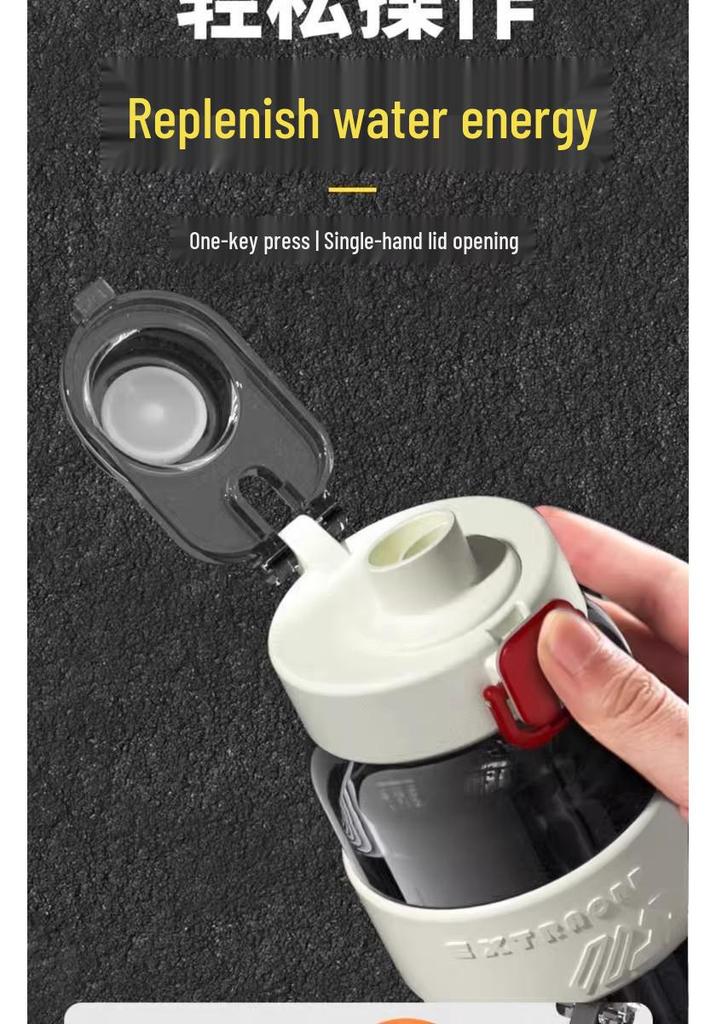 Large Capacity Sport Water Bottle: Portable, High Temp Resistant, Drop-proof, with Straw, Double Drinking Design