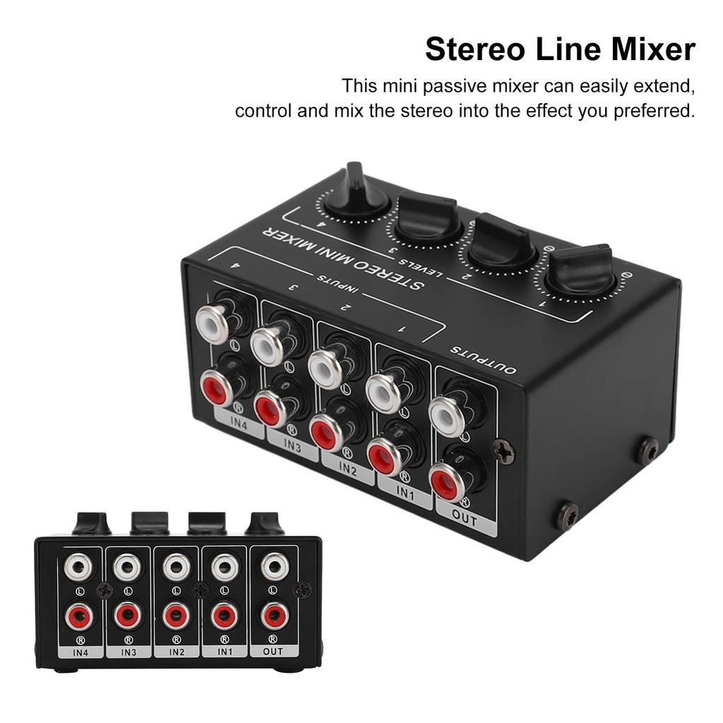 Keenso Stereo Line Portable Passive Audio Mini Line Mixer for and Tablets Mixer, 4-Channel Computers, Phones,