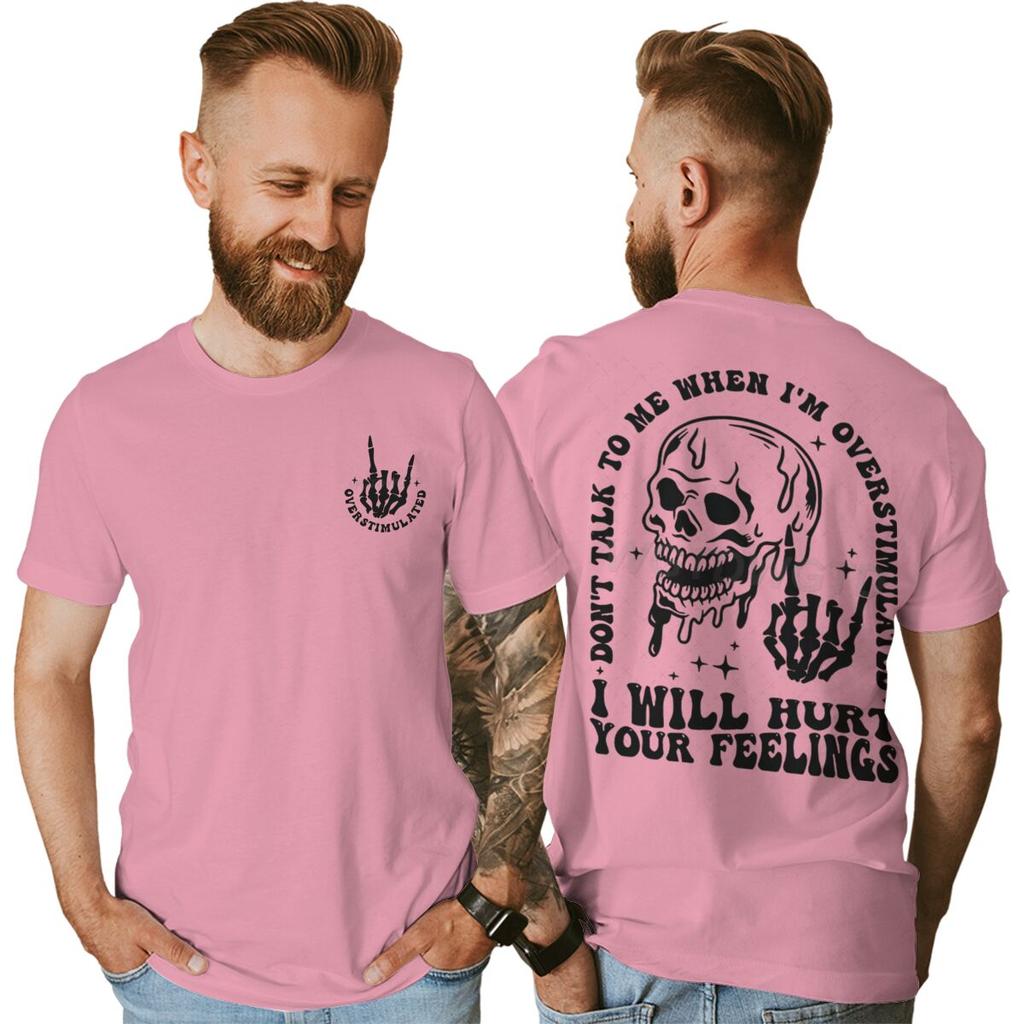 Skeleton Fun Unisexs Dark Humor Tshirts Dont Talk To Me When Im Overstimulated Rock Roll Graphic Tee Vintage Male Tshirts