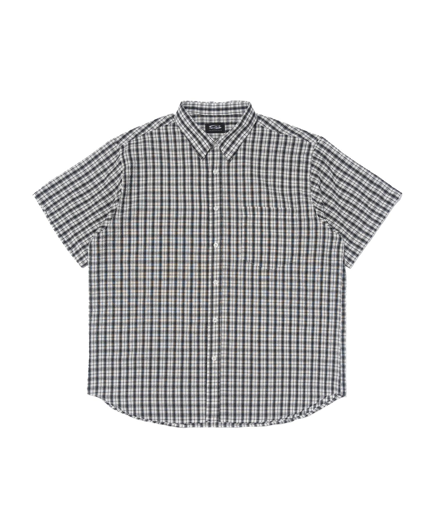 Cargo Bros Crease Loose Fit Check Short Sleeve Shirt (White) Free