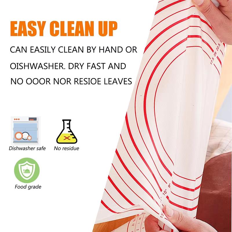8 Size Silicone Baking Mat Reusable Nonstick Baking Sheet Thick Dough Rolling Mat with Measurements and Edge Heightening JT606