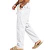 Casual Men’s Beach-Style Trendy Button-Up Loose-Fit, Skin-Friendly, Breathable Sports Linen Trousers for Men
