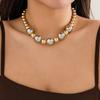 Accessories Exaggerated Punk Contrasting Color Round Beads Imitation Pearl Necklace Female Personality Geometric Beaded Necklace Set
