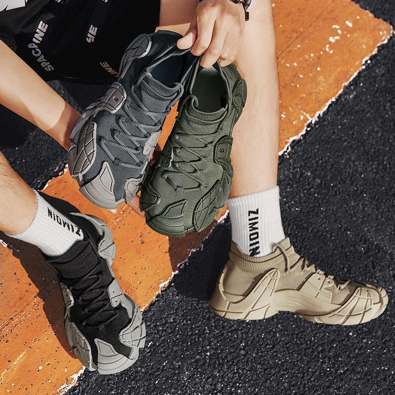 New couple flying woven mecha shoes octopus socks shoes platform sports shoes casual running dad shoes