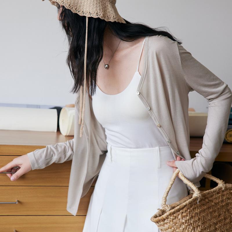 A New Spring and Summer Cardigan for Women, A Thin-button Long-sleeved Top