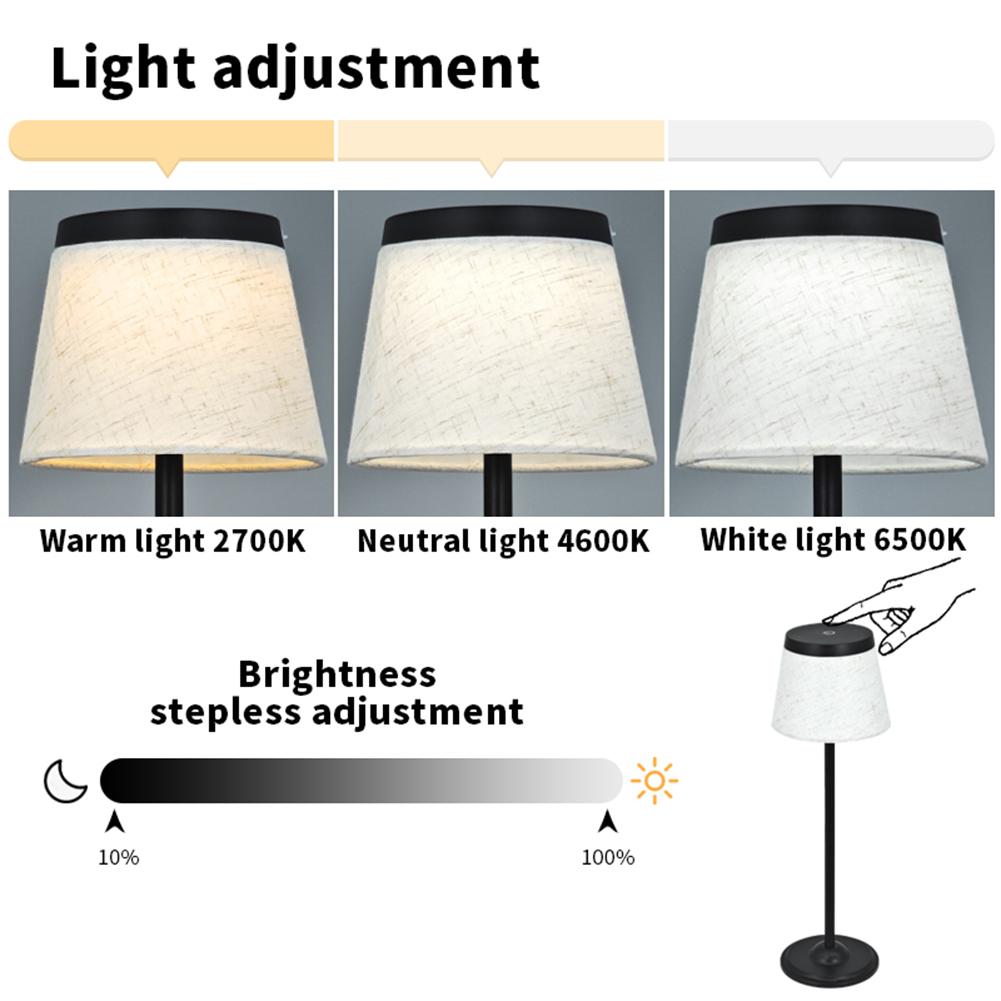 Cordless Table Lamp 1800mAh Battery Operated Wireless Lamp Touch Dimmable for Restaurant Home Dinner Dining Kitchen