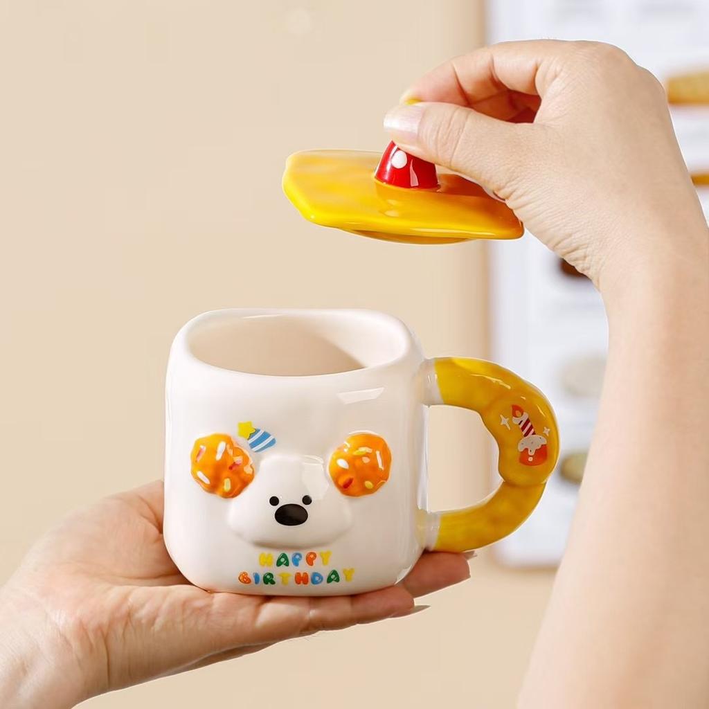 Cute cute pet animal mug souvenir birthday party cute fun ceramic cup household milk breakfast cup