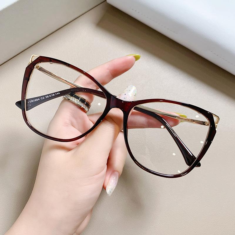 Fashion Luxury Cat Eye Glasses for Women Men Vintage Eye Protection Glasses Optical Computer Goggles Big Frame Eyeglasses