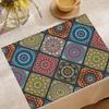 4 Buc. Set de Masă Rectangular Floral Geometric Boho Mandala din In pentru Cină