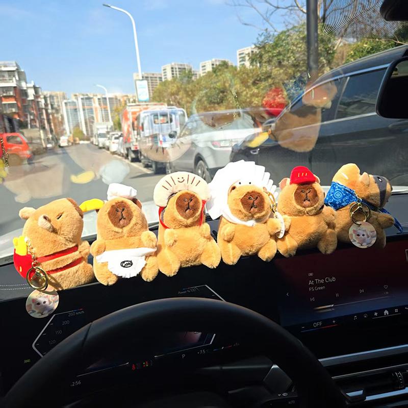 1 Adet Komik Bebek Peluş Kapibara Patates Kızartması Ekmek Gurme Serisi Anahtarlık Yiyecek Kapibala Kolye Karikatür Hayvan Anahtarlık