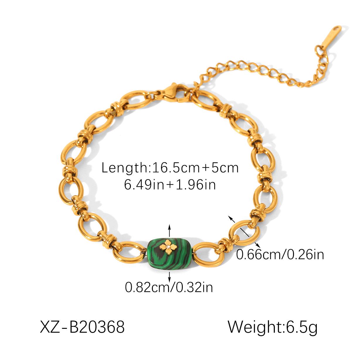 

European & American Malachite O-Chain Bracelet: Stainless Steel, Light Luxury, High-End, 18K Gold, Non-Fading Titanium for Women