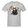 Piece Ronin Warrior Novelty  Cotton TShirt Samurai Cat Tees Tops For Unisex