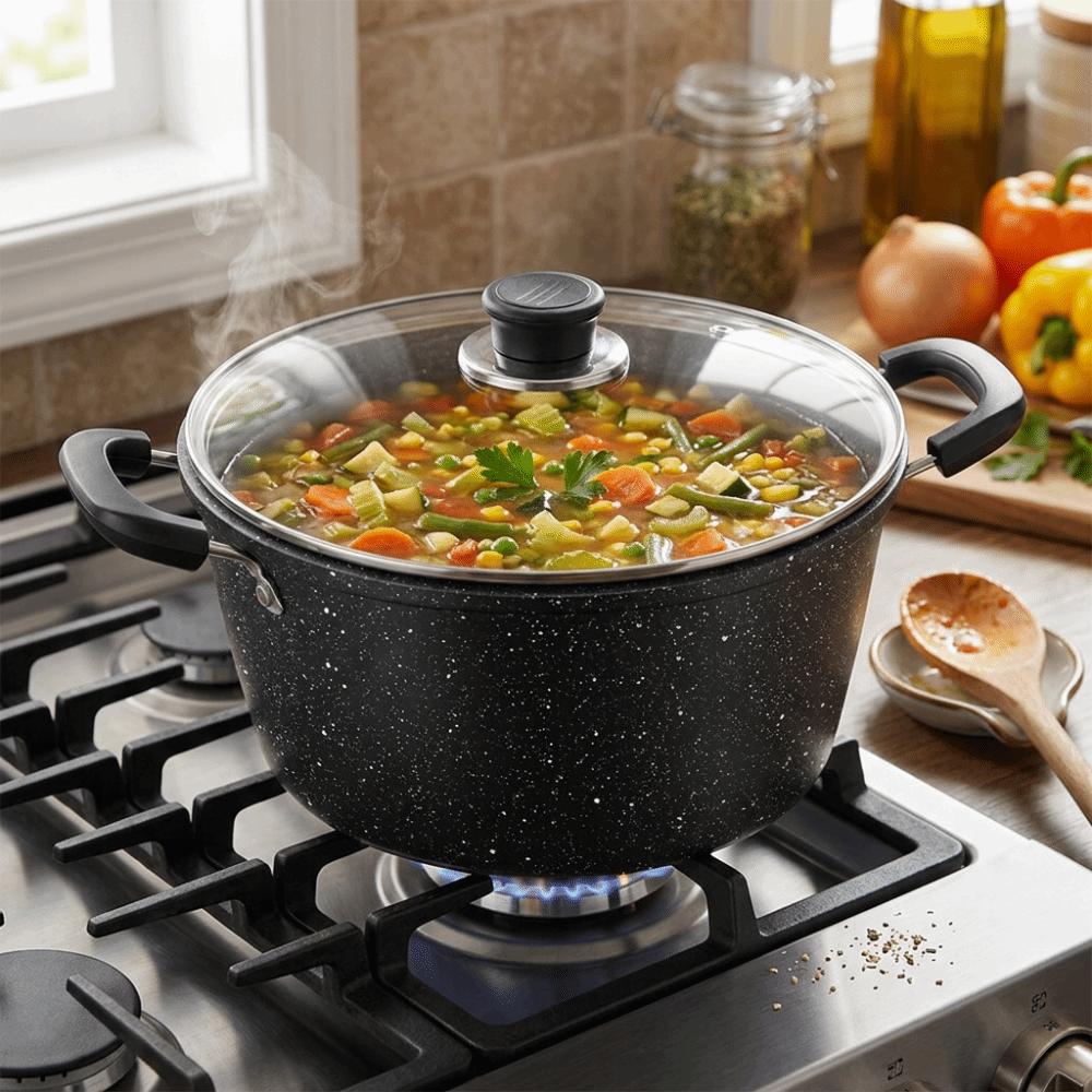 with Glass Lid Double-ear Handle Soup Pot Aluminum Zinc Zinc Alloy Saucepan Slow Cooker  Porridge