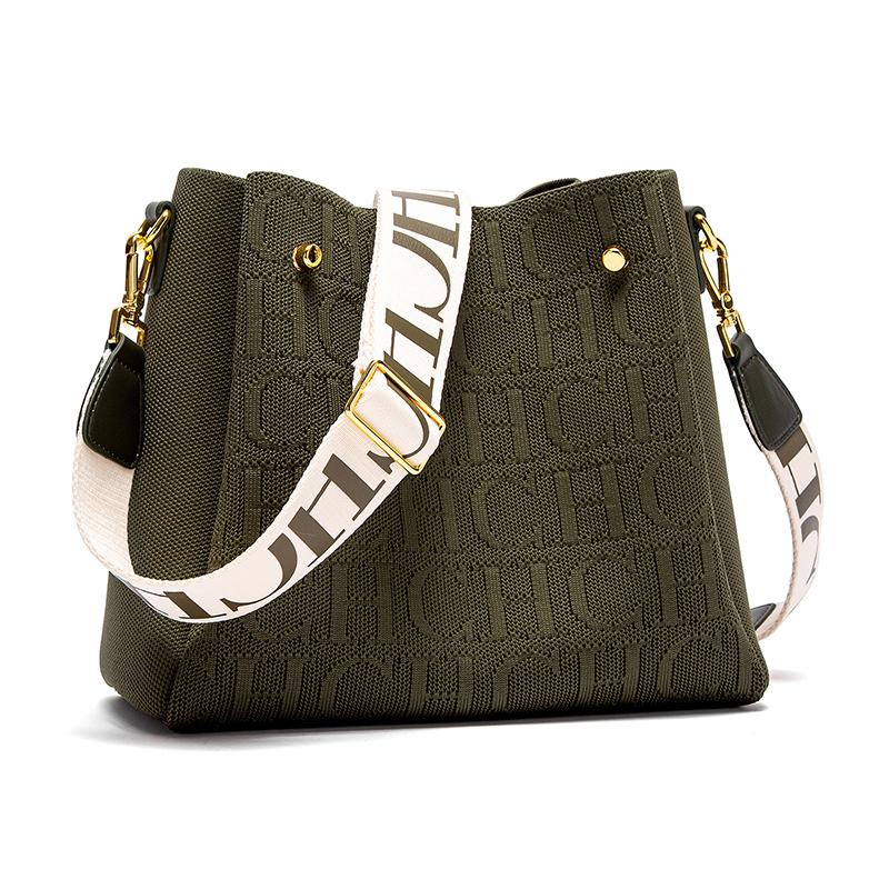 Borsa a Spalla da Donna CHCH Nuova Fibbia Magnetica Borsa a Spalla Kaki Grande Capacità