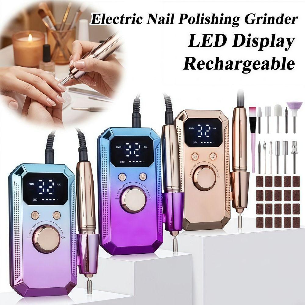 LED Display Electric Nail Polishing Grinder Rechargeable Nail Grinder Nail Tools