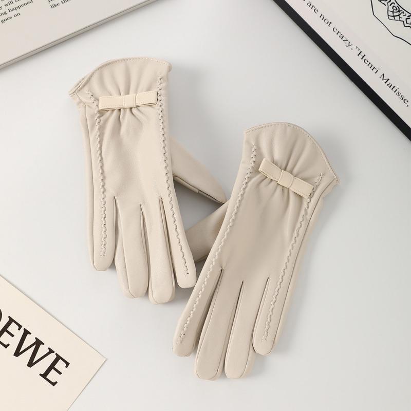 

Leather gloves women s autumn and winter fleece warm windproof and cold super soft fleece outdoor riding gloves one size fits all
