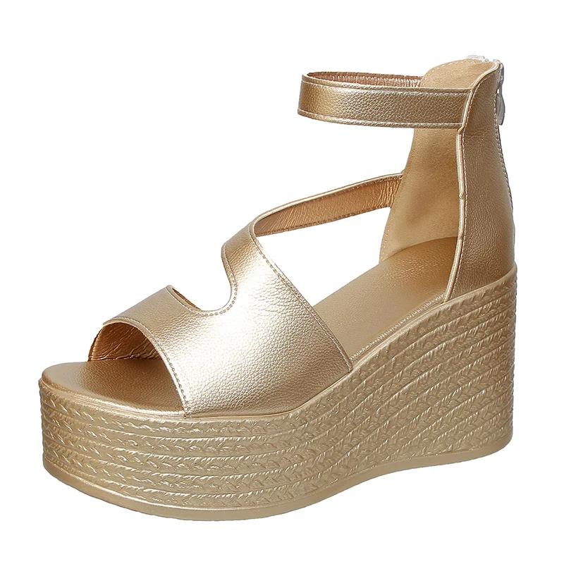 Fashion Women's Peep Toe Chunky Platform Sandals Ankle Strap Wedge Heel Gladiator Sandals for Women 2025 Summer Thick Bottom Beach Shoes