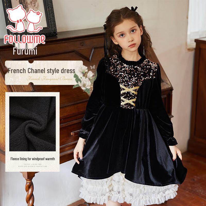 

Fuluomi Girls Winter Velvet Princess Dress XXL