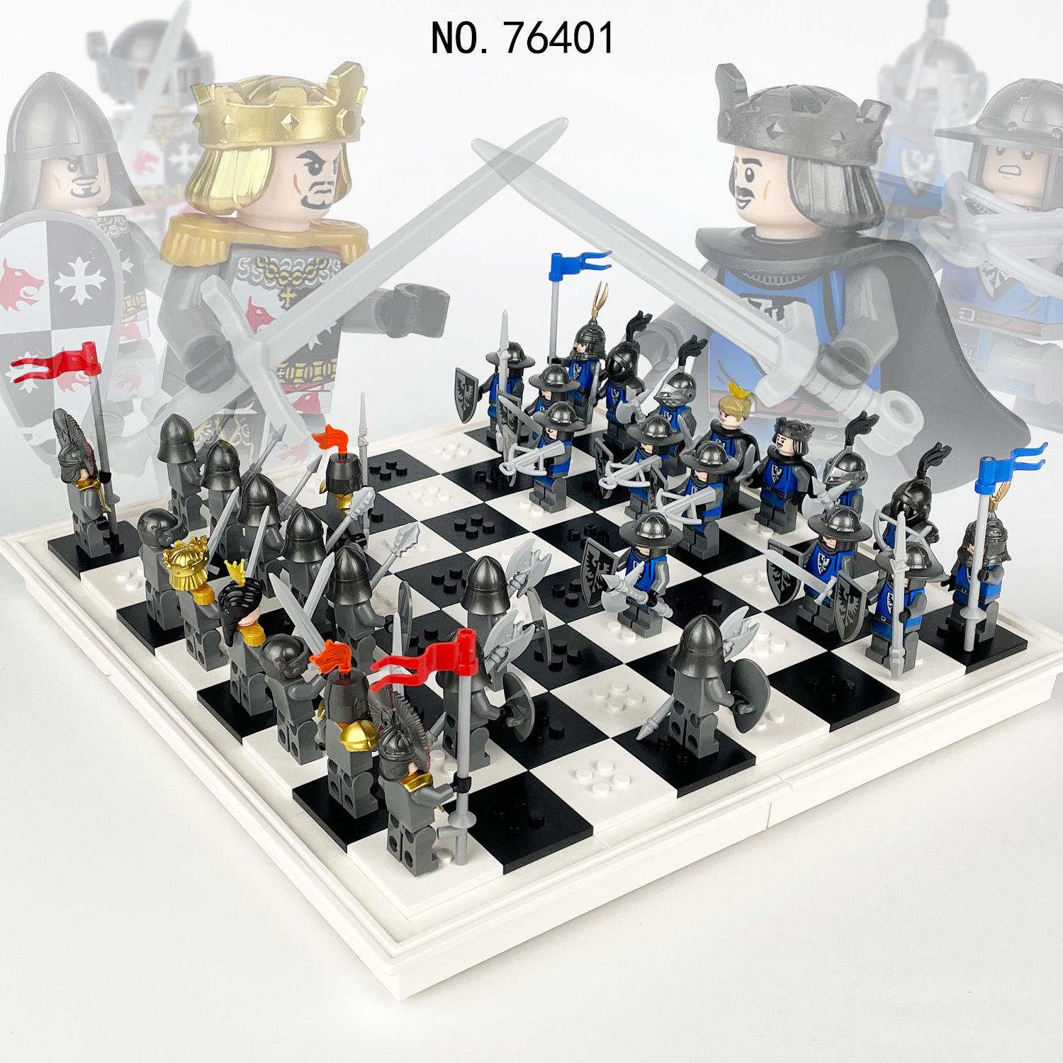 Medieval European War Chessboard 76401 Children Assemble Small Particle Building Block Toy Figurine