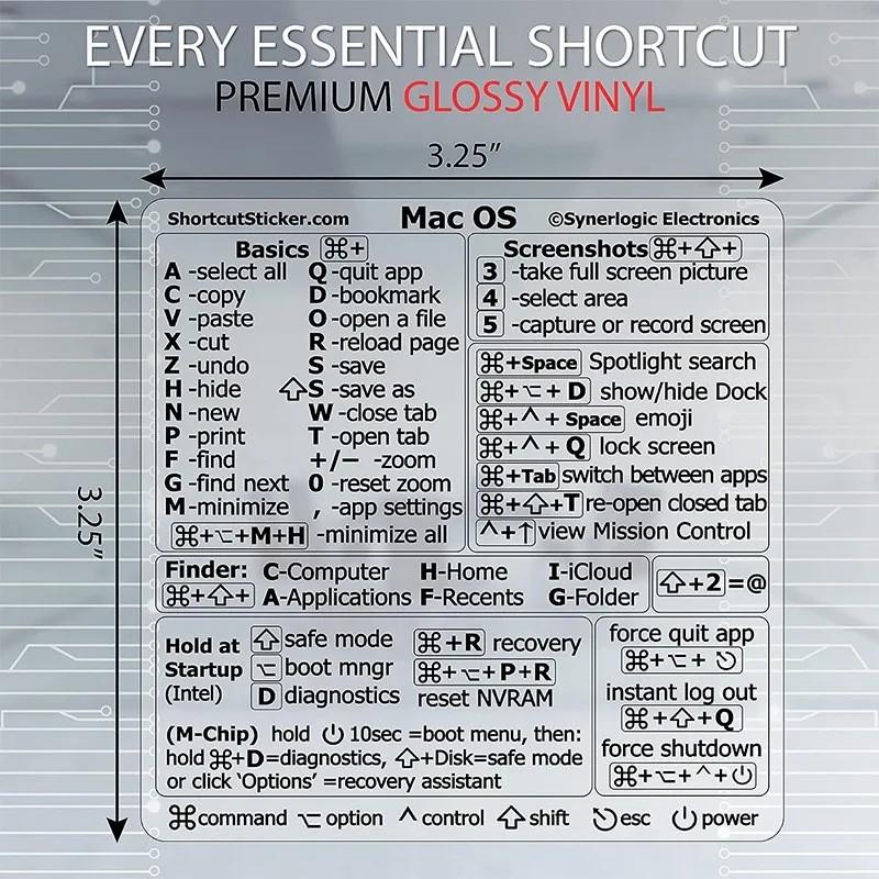 For Mac Windows Keyboard Shortcut Stickers Word Excel Clear Stickers Letter Graphic Laptop Protective Sticker Quick Navigation