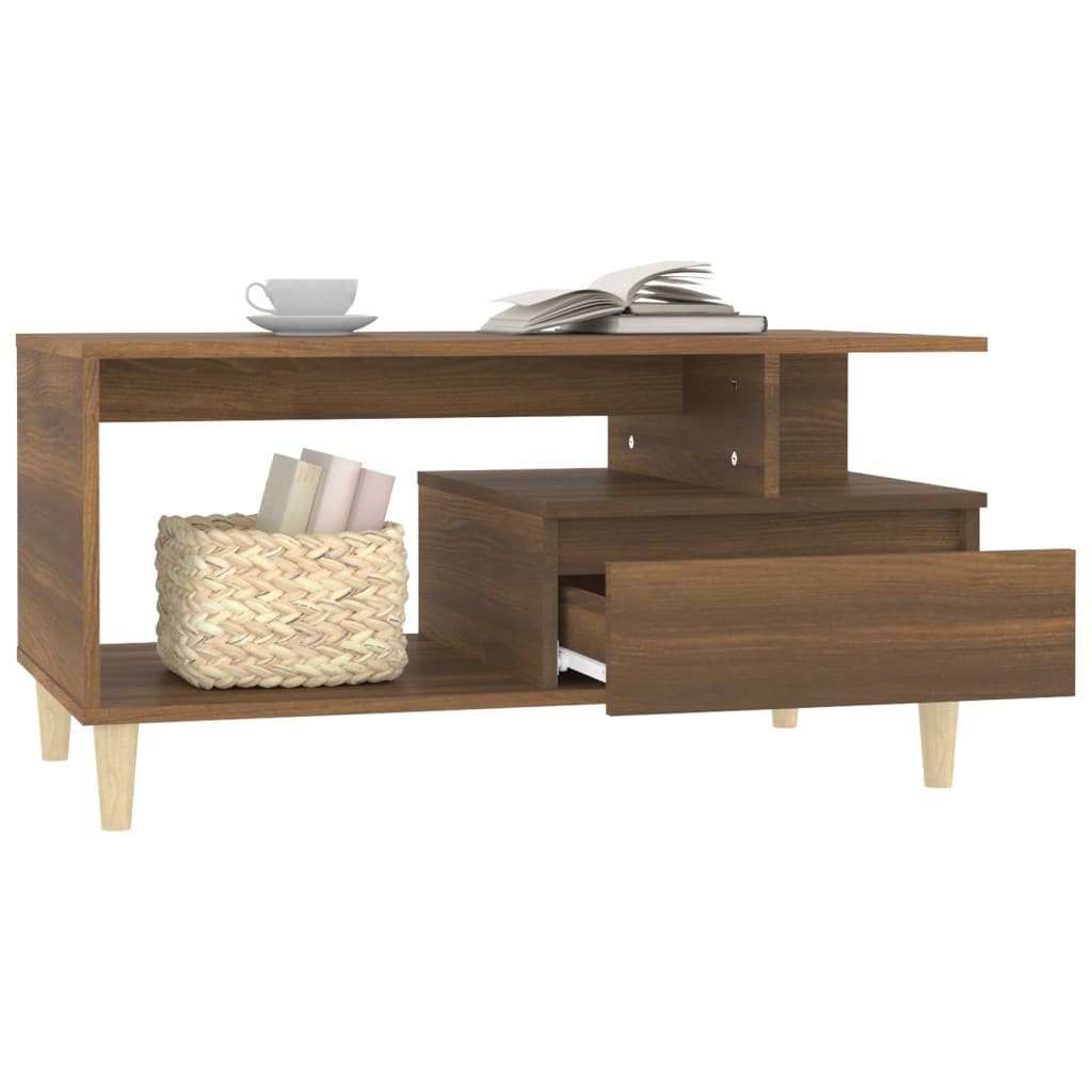 Coffee Table, Brown Oak 90x49x45 Cm, Wood-based Material