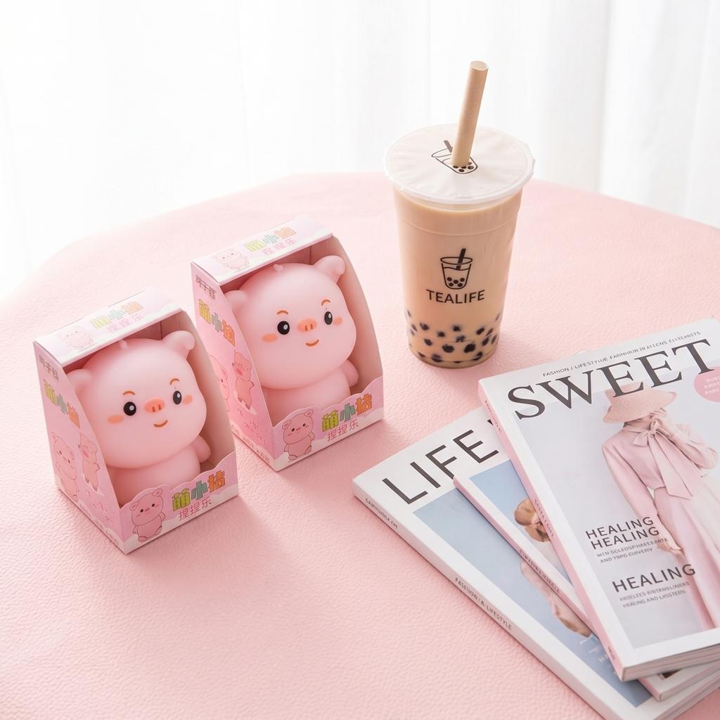 Soft Pig Shaped Stress Relief Toy for Squeezing and Fidgeting Suitable for Office Desk School and Home Use