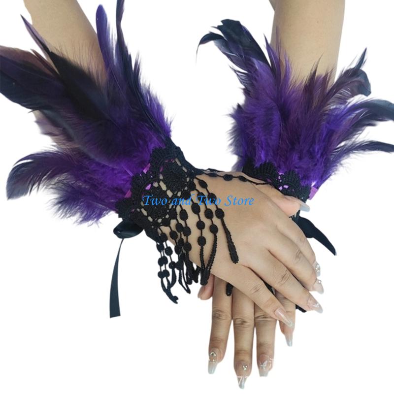 HX6F Elastic Lace Arm Sleeves Halloween Costume Accessory for Gothic Party Outfit