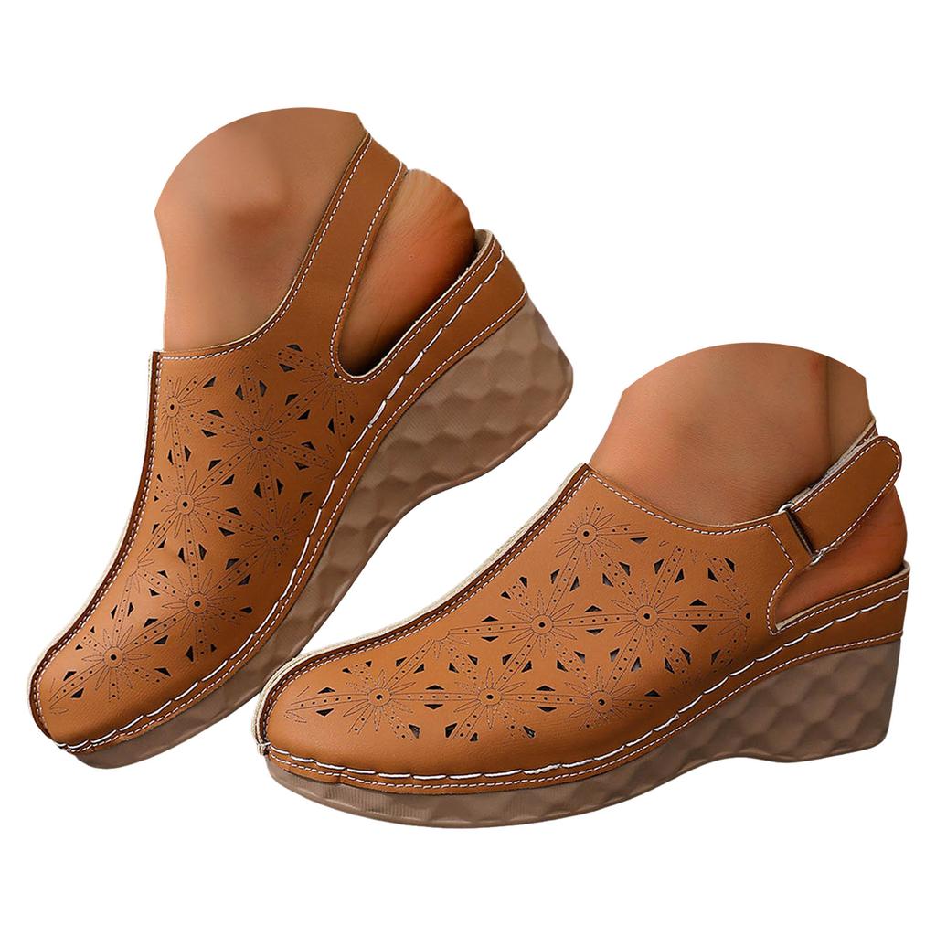 Adjustable Wedge Heel Versatile Platform Plus Size Casual Stylish Simple Closed Two Strap Sandals Women Slide Sandals For Women