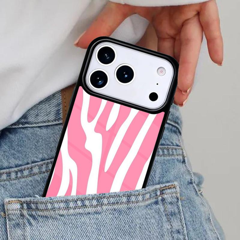 PINK ZEBRA SKIN Phone Case for iPhone 17ProMax 12 13 14 15 16e 17 Pro Max Plus Air Cover