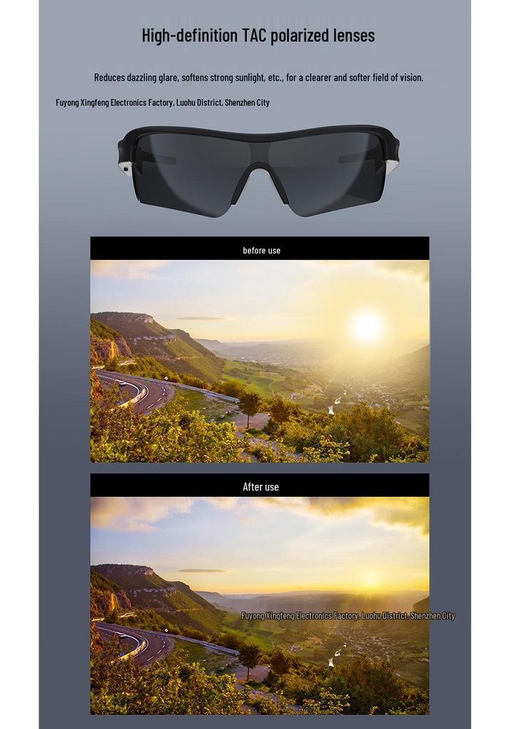 Bluetooth Audio Sport Glasses: Music & Calls, Long Battery Life, Ideal for Cycling & Mountaineering