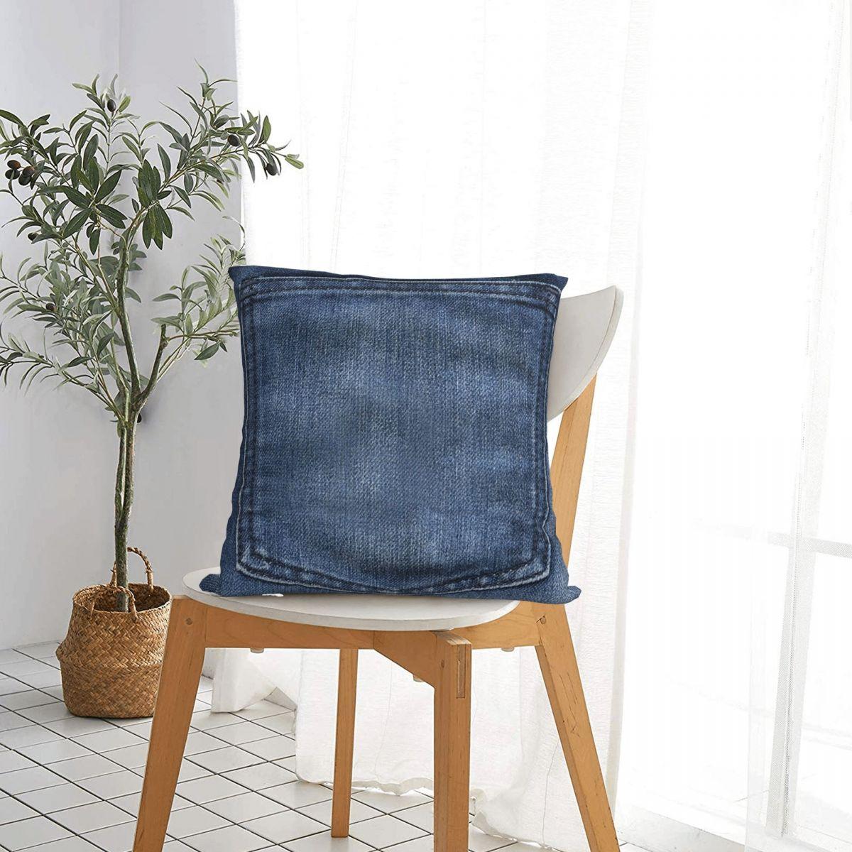 Exquisite Ornaments Unisex Denim Square Pillowcase Pillow Cover Cushion Throw Pillow For Home Bedroom Car