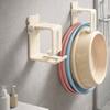 2 Pieces Carbon Steel Wash Basin Hooks Punch-Free Wall Mounted Wash Basin Holder Folding Space Saving Basin Storage Rack Toilet