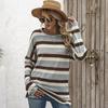 Oversize Women Loose Stripe Sweatshirt Sweater Round Neck Tshirt