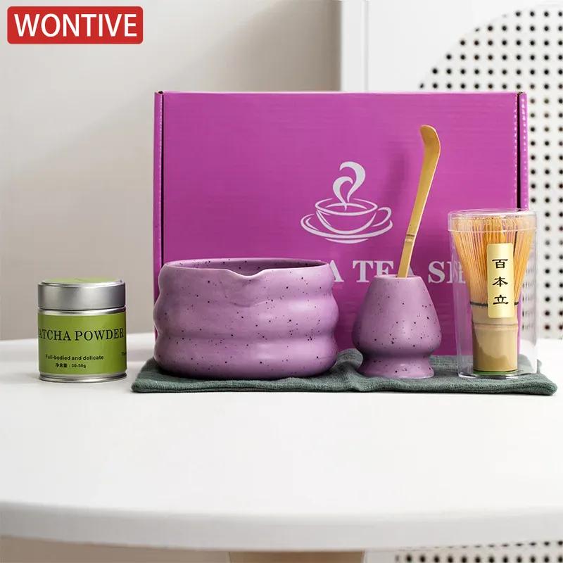 1/2/4/6pcs Matcha purple Tea Whisk Teaware Japanese Ceremony Bamboo Chasen Tea Tool Tea Brush Exquisite Matcha Kit for Teaset