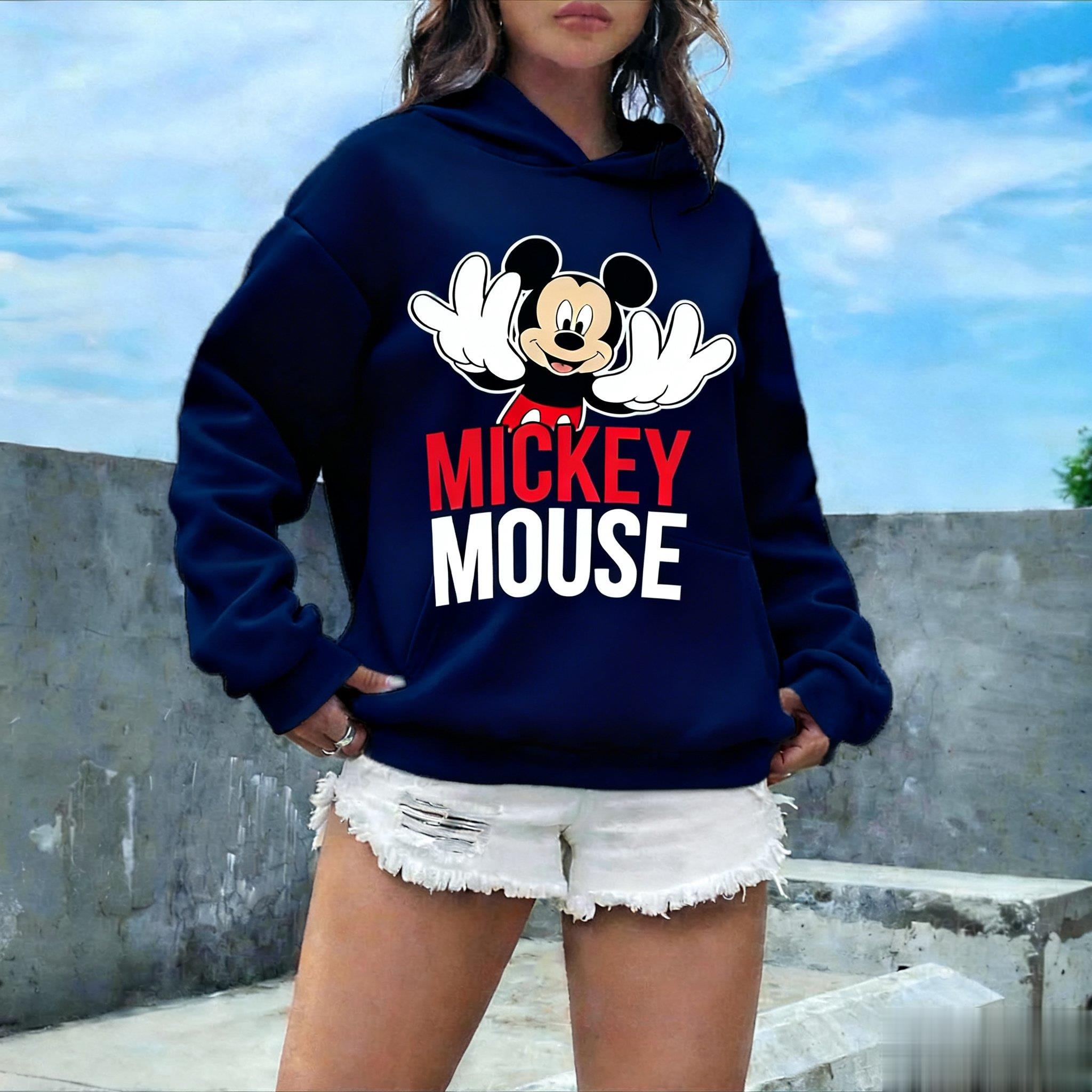 

Vintage Disney Mickey Print Hoodie Women Men Autumn Oversized Casual Streetwear Cartoon Graphic Pullover Sweatshirt Fashion Tops S