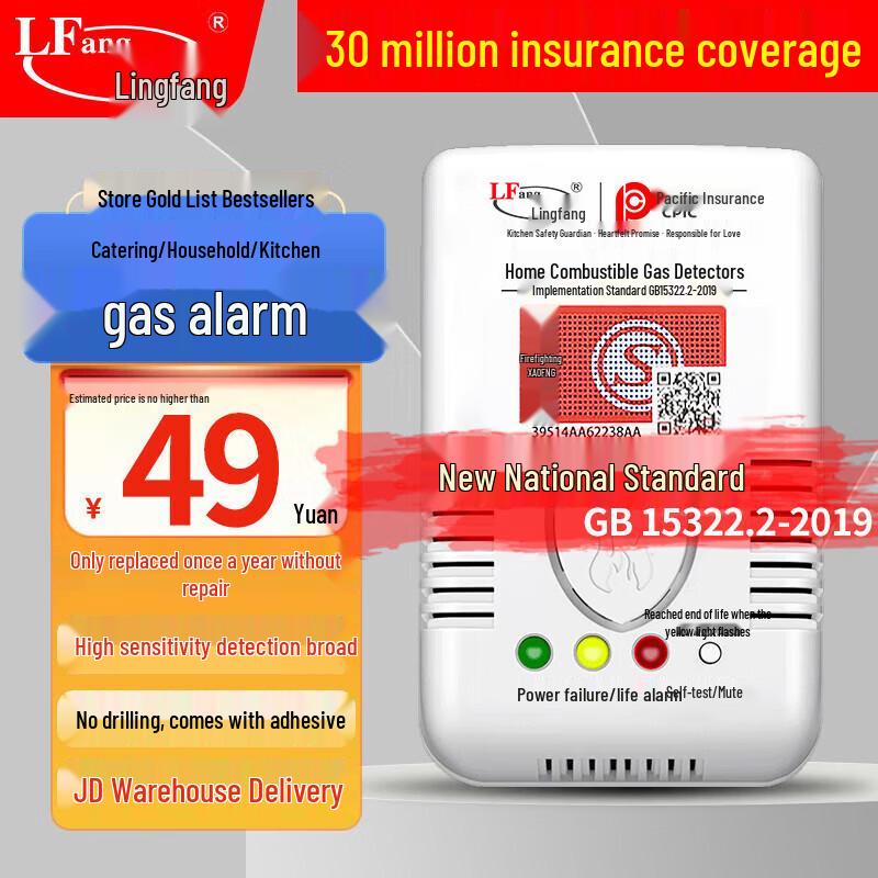 LFang G55 Natural Gas Alarm for Kitchen and Household Combustible Gases. Shenzhen, China белый
