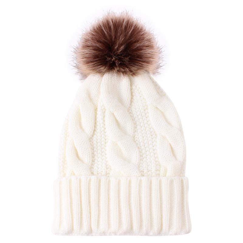Autumn winter women's hat big hair ball plus velvet beanie caps outdoor warm knit hats solid satin bonnet gorros mujer invierno