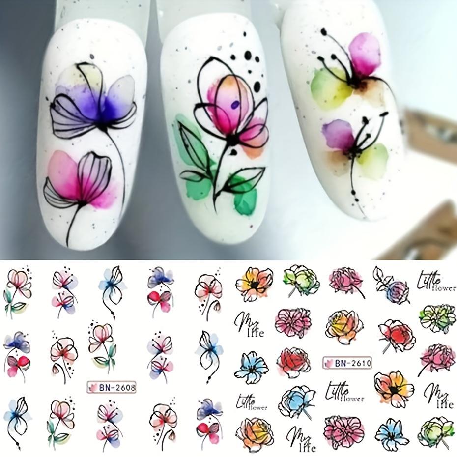 Nail Sticker Flower Water Transfer Nail Decal Wraps Nail Art Tips Manicure Decor