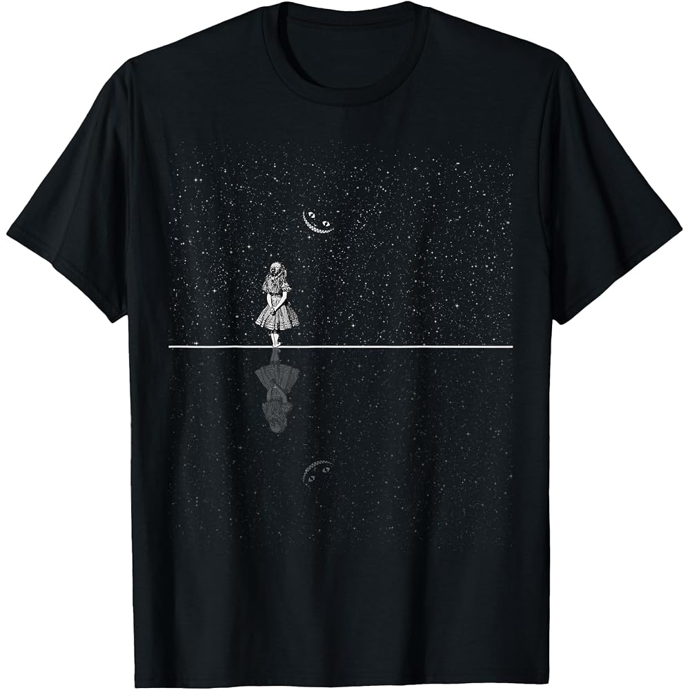 Alice In Wonderland Starry Night T-Shirt Cotton Graphic Tee Short Sleeve Casual Wear