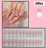 Gloss & Go 24 Reusable Artificial Fake Nail Set| Frech Style Peach And White Mix Color Glossy Nails| Lightweight & Long Lasting| Easy To Use| Quic