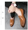 2025 Men's Plus Size Casual Leather Brogue Shoes - Thick-Soled, Slip-On, Pointed Toe