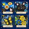 New Desgin Starry Night Black Cat Flowers 3D Wall Art Building Blocks Micro Bricks Animals Model Creative Decorations Gifts Set