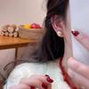 Women's Red Flocked Bow Pearl Earrings - Elegant Front & Back Wear Studs